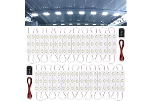 Trixcoin 120 LED 12V Car Lights Interior, LED Light Strip Van Interior Lights Kits LED Module Lights, Super Bright Ceiling Lamp for Car Atuo Truck Cargo Camper Van RV Boat Trailer (40 Modules, White)