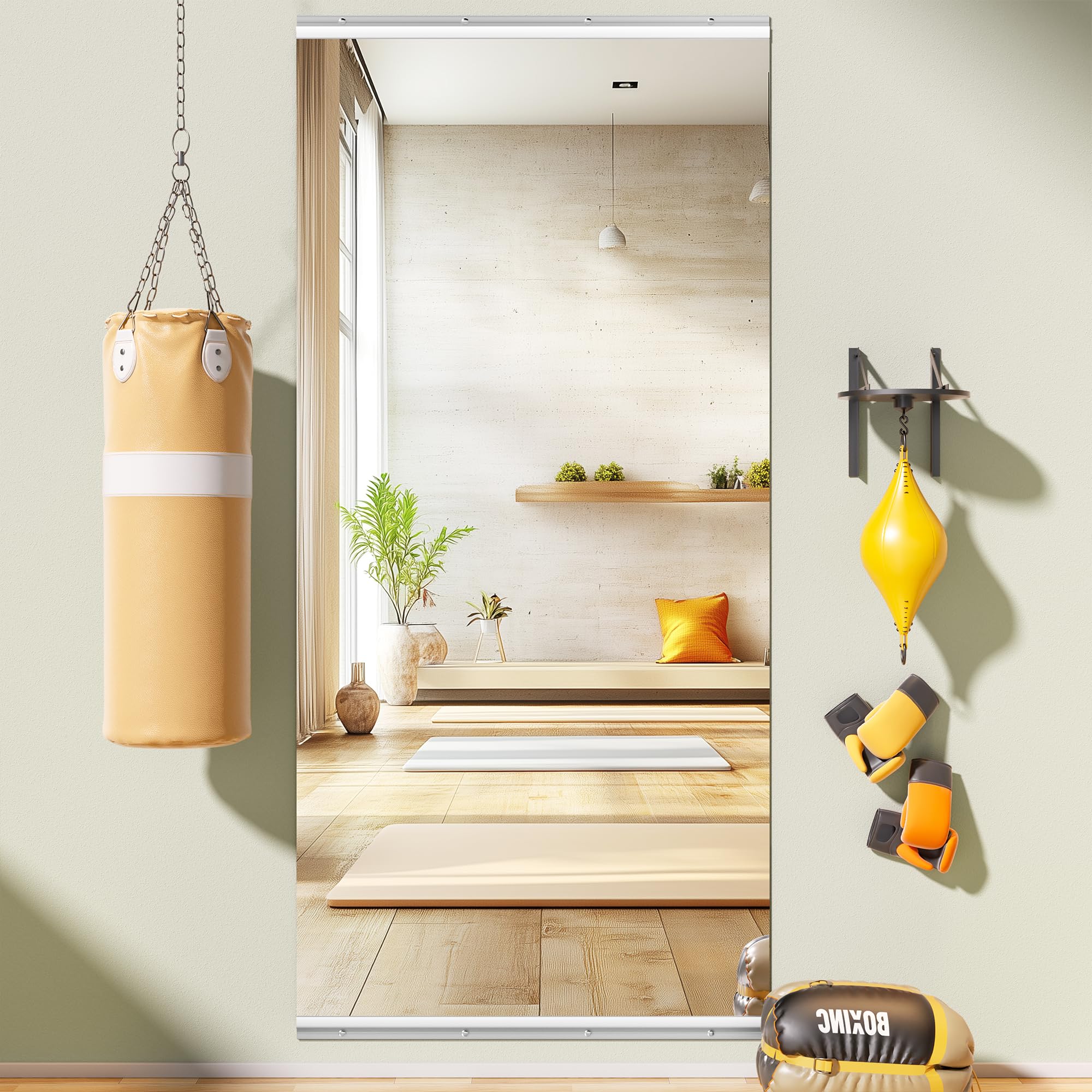 Photo 1 of WINNICE 83"x40" One-Piece Home Gym Mirror, Oversized Full Body Wall Mounted Fitness Mirror, 4MM Professional Grade Tempered Glass for Yoga, Studio with Complete Kit