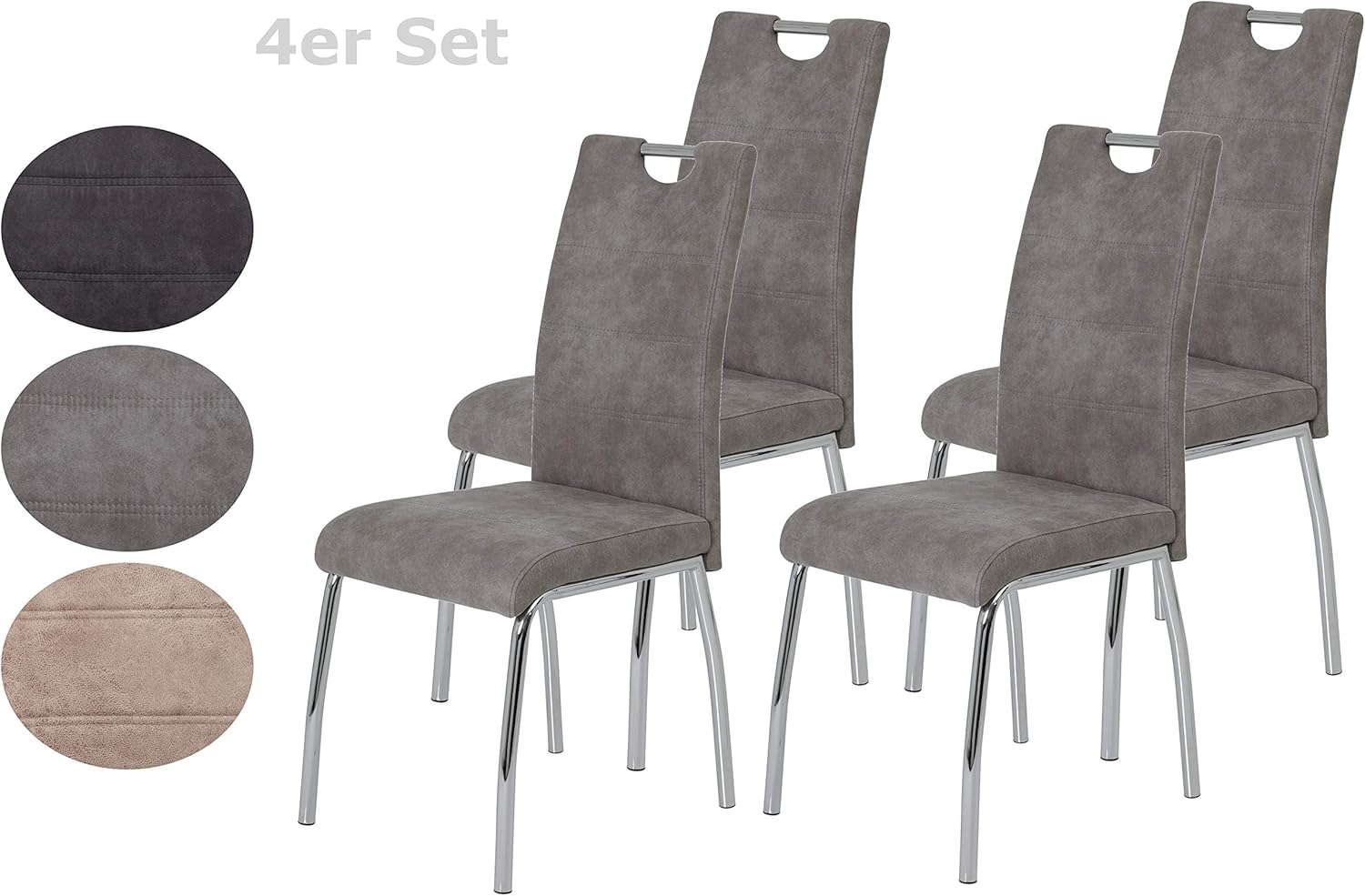 Apollo Susi II Esszimmerstuhl, mikrofaser, Vintage Grau, 4er Set