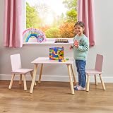 Liberty House Toys Kids Pink and Pinewood Table and 2 Chairs Set