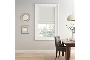 Eclipse Branches Roman Shade for Windows, Cordless 100% Blackout Shade, 33 in Wide x 64 in Long, Noise Reducing, Energy Efficient and Woven Design Window Shade for Living Room, Bedroom, Off White