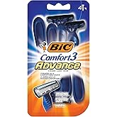 BIC Comfort 3 Advance Disposable Razors for Men for an Ultra-Soothing, Comfortable Shave, 4-count Packs of Disposable Razors 