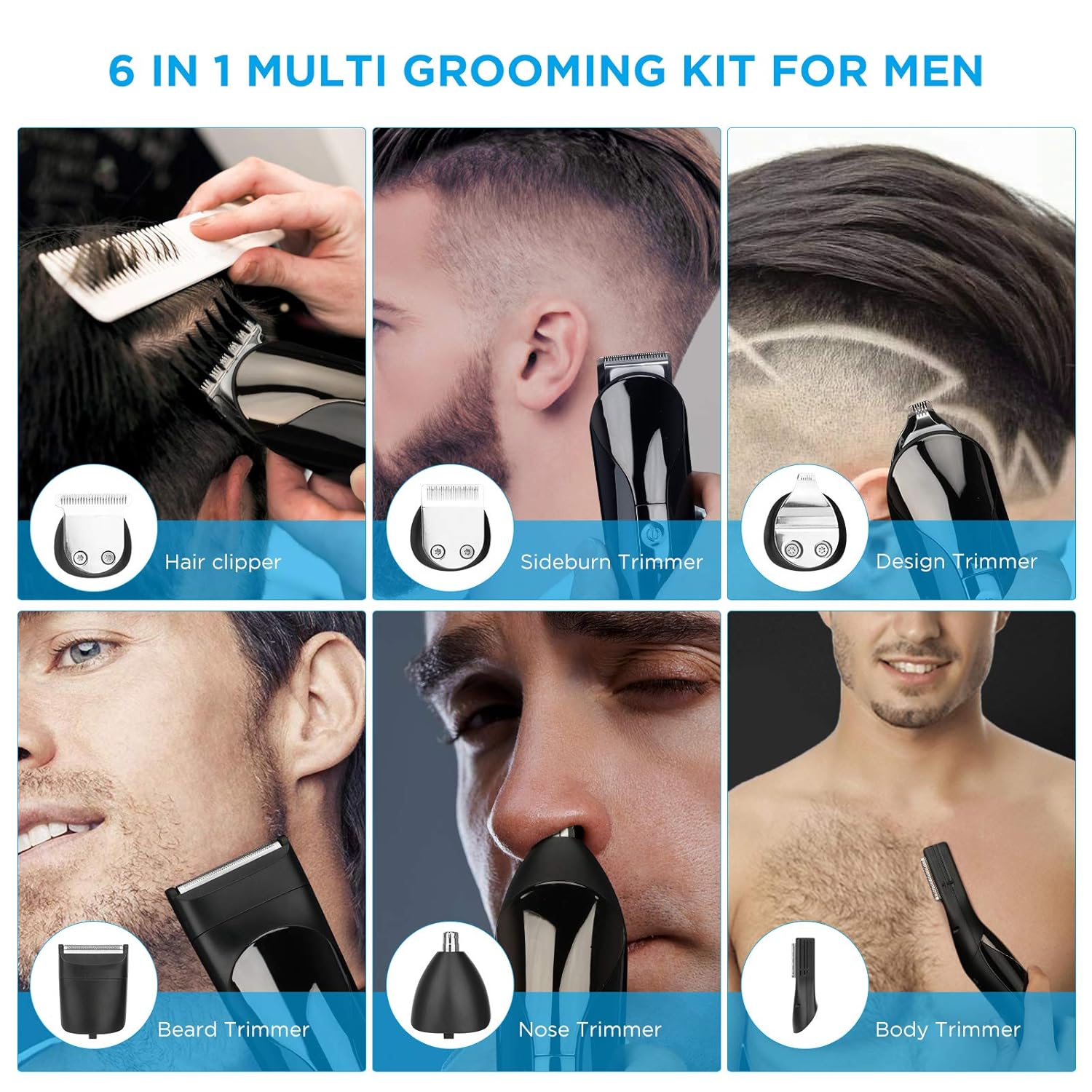 Beard Trimmer for Men, YESMET Professional Hair Clippers, Fast Rechargeable Cordless Hair Trimmer with Waterproof Low Noise, Electric Hair Cutting Kits for Head, Nose, Mustache, Face, Body Grooming: Beauty