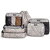 Jadyn Packing Cubes for Travel, 6-Piece Large Packing Cube Organizer Set for Suitcase, Duffel Bag, Luggage, Multiple Sizes Travel Essentials (Cheetah Spot)