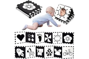 URMYWO Black and White Tummy Time High Contrast Newborn Toys 0-3 Months, Soft Baby Book, Visual Stimulation Montessori Sensory Infant Toys 0-6-12 Months, Shower Gift for Boys Girls