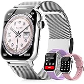 Trendia Smart Watches for Women, 1.83'' HD Fitness Tracker with Answer/Make Calls, Heart Rate/Sleep Monitor, 120+ Sport Modes, IP68 Waterproof, Compatible iPhone/Samsung/Android, Silvery
