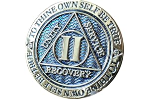 RecoveryChip 2 Year AA Medallion Dusty Blue Color Gold Plated Chip II