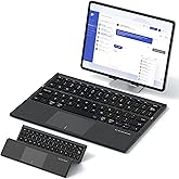 Foldable Bluetooth Keyboard with Touchpad - Sync up to 3 Devices Full Size Folding Portable Keyboard with Trackpad for Travel and Business, Use for iPad iPhone Android Smartphone Mac Tablet Laptop PC