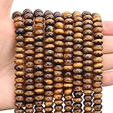 BONNY BOXX Natural 1 Strand 5 * 8mm Classic Tiger Eye Rondelle Beads, Natural Abacus Disk Stone Beads Loose Spacer Gemstone for DIY Bracelet Necklace Jewelry Making