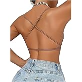 WDIRARA Women's Seamless Wireless Low Back Bra Backless Padded Convertible Halter Bralettes