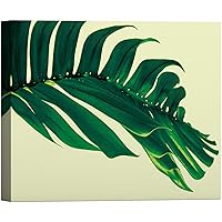 SIGNWIN Canvas Wall Art Tropical Coconut Palm Tree Green Leaf with Yellow Background Botanical Plants Digital Art Modern Art Beach Closeup for Living Room, Bedroom, Office - 12x18 inches