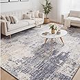 RELEANY Washable Area Rugs 5'x7' Non-Slip Modern Abstract Soft for Living Room Entryway Bedroom, Print Pattern, Blue Grey Cream Yellow