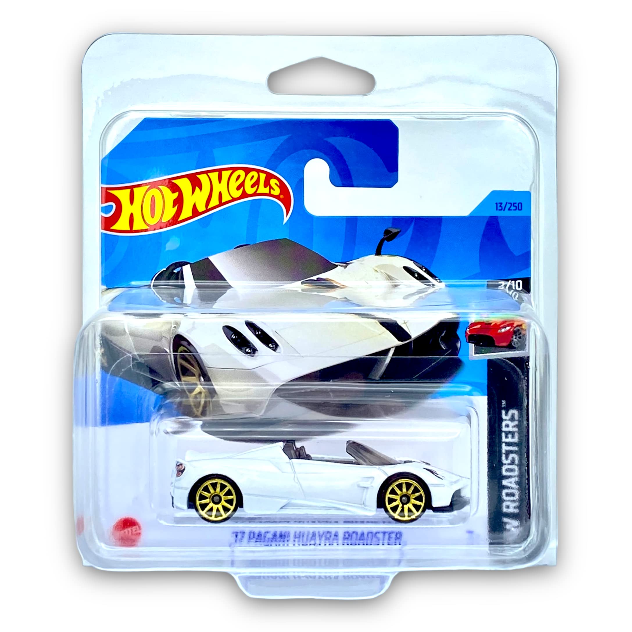 Hot Wheels '17 Pagani Huayra Roadster (White) 2/10 HW Roadsters 2023-13/250 (Short Card) - COMES IN A KLAS CAR KEEPER PROTECTIVE COLLECTORS CASE - HKH37