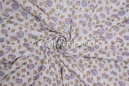 Trade Star Cotton Kids Fabric Hand Block Print For Sewing Crafting