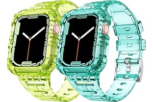 ABELTA Compatible with Clear Apple Watch Band 38mm 40mm 41mm 42mm 44mm 45mm with Protective Case,Shockproof band for iwatch Bands Series 8 7 6 5 4 3 2 1