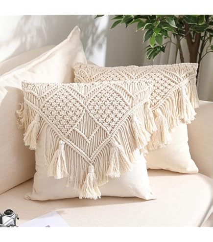 Mkono Grand rideau de fenêtre tissé bohème fait à la main pour fenêtre