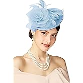 BABEYOND Fascinators Hats for Women - Tea Party Kentucky Fascinator Derby Pillbox Hat Mesh Feathers Headband with Hair Clip