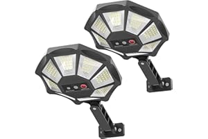 OKPRO Solar Lights Outdoor, 168LED 6500K Flood Light Dusk to Dawn, 8 Sides Solar Outdoor Lights with Motion Sensor, IP66 Waterproof Solar Street Lights Outdoor for Yard, Pools(2 Pack)