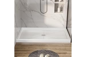 Findepot 60'' L X 32'' W X 4'' H Shower Base For Bathroom, Rectangle SMC Shower Pan In White, Single Threshold Shower Base, Stainless Steel Shower Drain Cover Included