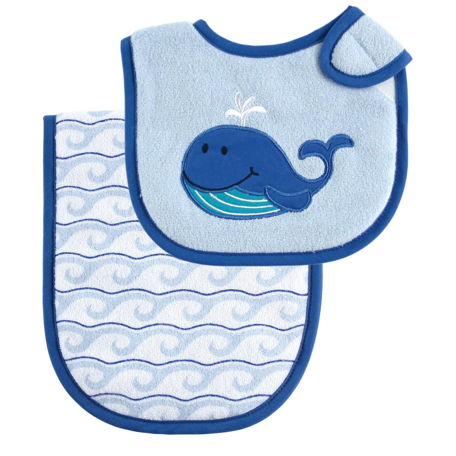 Luvable Friends Unisex Baby Bib and Burp Cloth Set, Blue, One Size : Baby