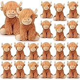 Blueweenly 20 Pcs Highland Cows Stuffed Animal Scottish Stuffed Highland Cow Plush 6 Inch Realistic Cattle Decor Doll for Stress Relief Preschool Boys Girls Birthday Favors Gifts Forest Party Decor