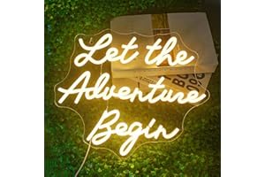 NOSUN Let The Adventure Begin Neon Sign, Warm White Neon Signs for Wall Decor, Dimmable Let's Party Led Sign, Funny Neon Lights for Bedroom Home Club Bar Wedding Engagement Birthday Party Decor