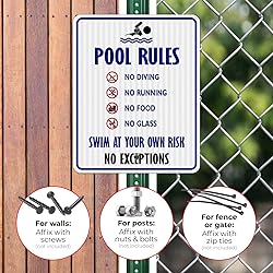 Sigo Signs, Pool Rules Sign, No Diving No Running