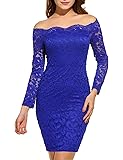 ACEVOG Women's Off Shoulder Lace Dress Long Sleeve Bodycon Cocktail Party Wedding Dresses