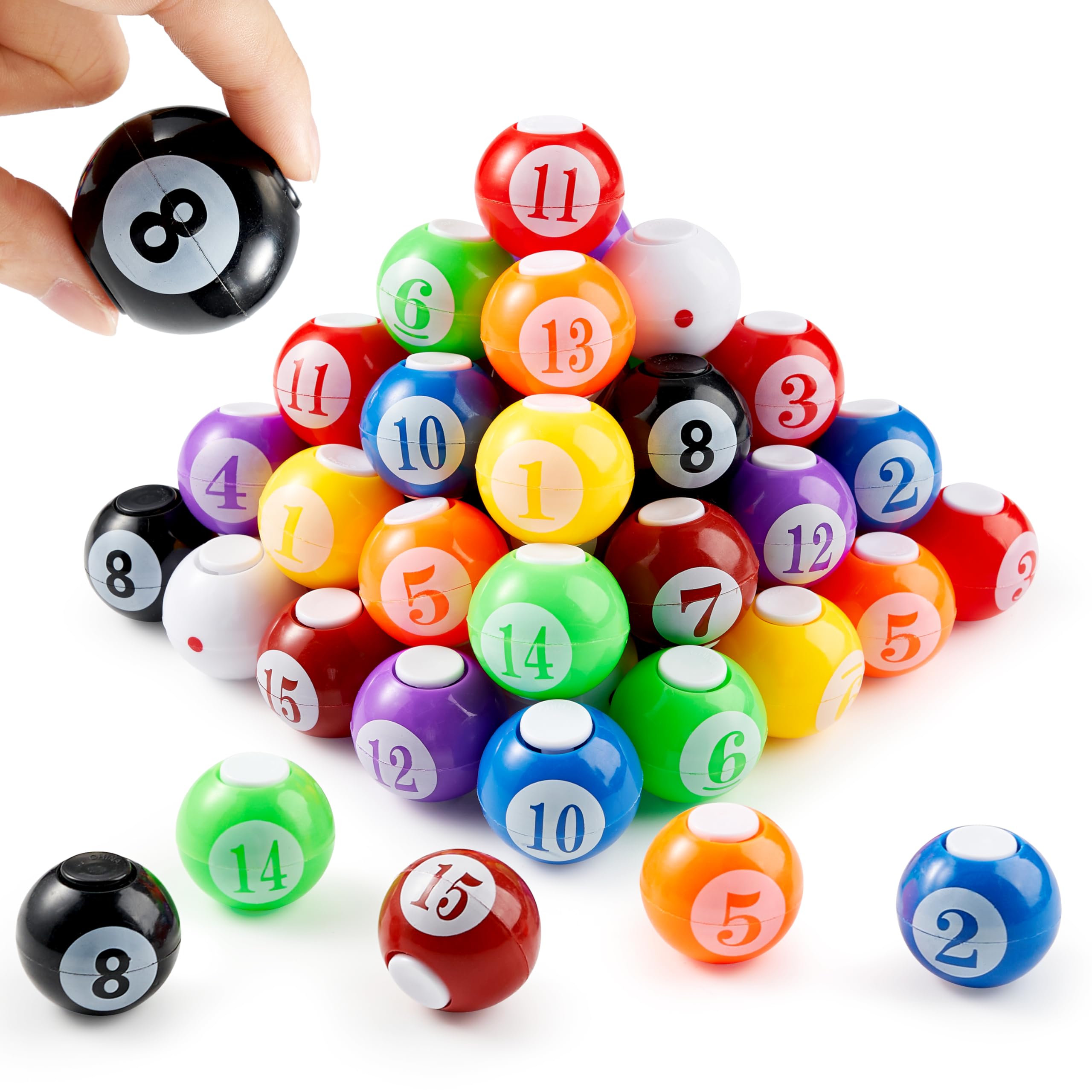 Photo 1 of JOYIN 36 Pack 8-Ball Pool Fidget Spinners for Kids, Pool Ball Party Favors, Fidget Toys Bulk, Stress Balls, Goodie Bag Stuffers for Birthday Party, Treasure Box for Classroom