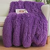 HAIHUA Purple Faux Fur Throw Blanket, Purple 50" x 60" Fluffy Blanket Throw, Shaggy Plush Decorative Couch Blanket, Cute Furry Throw Holidy Fuzzy Lap Blanket for Kids Women Men Teen Girls