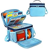 LoDrid Travel Carrying Case Compatible with YOTO Player (3rd Gen.), Audio Card Holder Holds up to 54 Cards with Shoulder Strap, Blue, Bag Only