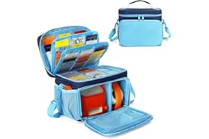 LoDrid Travel Carrying Case Compatible with YOTO Player (3rd Gen.), Audio Card Holder Holds up to 54 Cards with Shoulder Strap, Blue, Bag Only