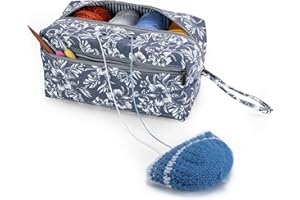 Luxja Yarn Storage Bag, Carrying Knitting Bag for Yarn Skeins, Crochet Hooks, Knitting Needles (up to 10 Inches) and Other Sm