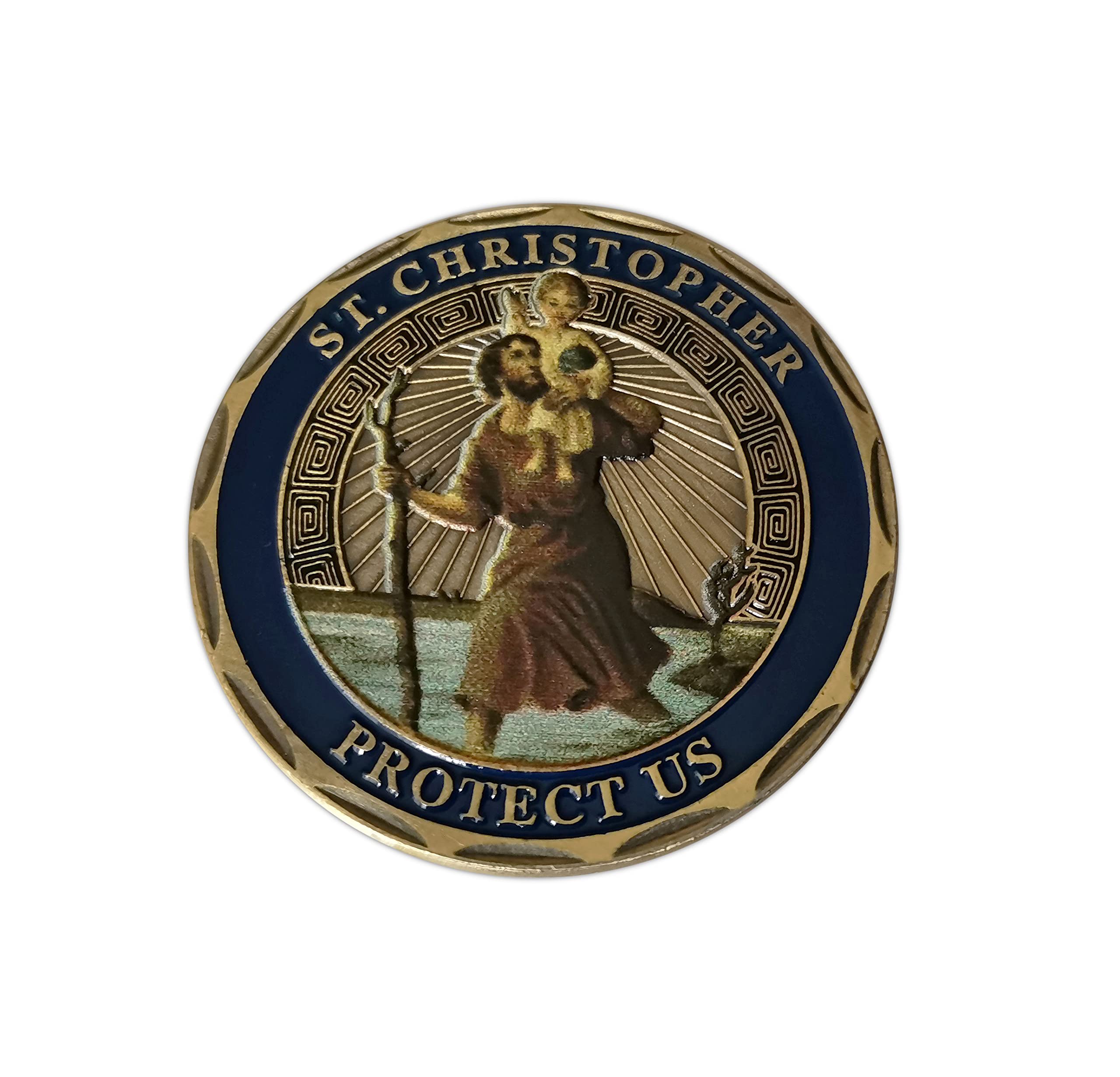 Eillwin St. Christopher Patron Saint of Travelers 40mm Collectible Souvenir Coin - Protective Talisman for Luck & Safety