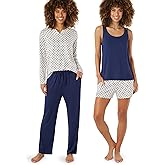 Eddie Bauer 4pc Women's Pajama Sets - Long Sleeve & Jogger Pajama Set for Women - Womens Pajama Sets Shorts & Crewneck Top