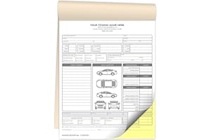 Custom Printed 8.5 x 11 inches Carbonless Towing Invoice Receipt Books - NCR 2-Part Staple Bound Pads with Manila Cover Perso