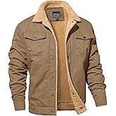 MAGNIVIT Men's Cotton Cargo Jacket Winter Sherpa Fleece Lined Work Jacket Coats with 5 Pockets