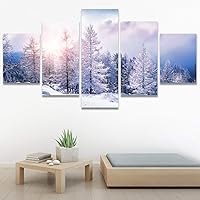 SIGNWIN 5 Panel Canvas Wall Art Modern Art Contemporary Landscape Multicolor Photography Relax/Calm Sky for Home Decorations Ready to Hang - 60