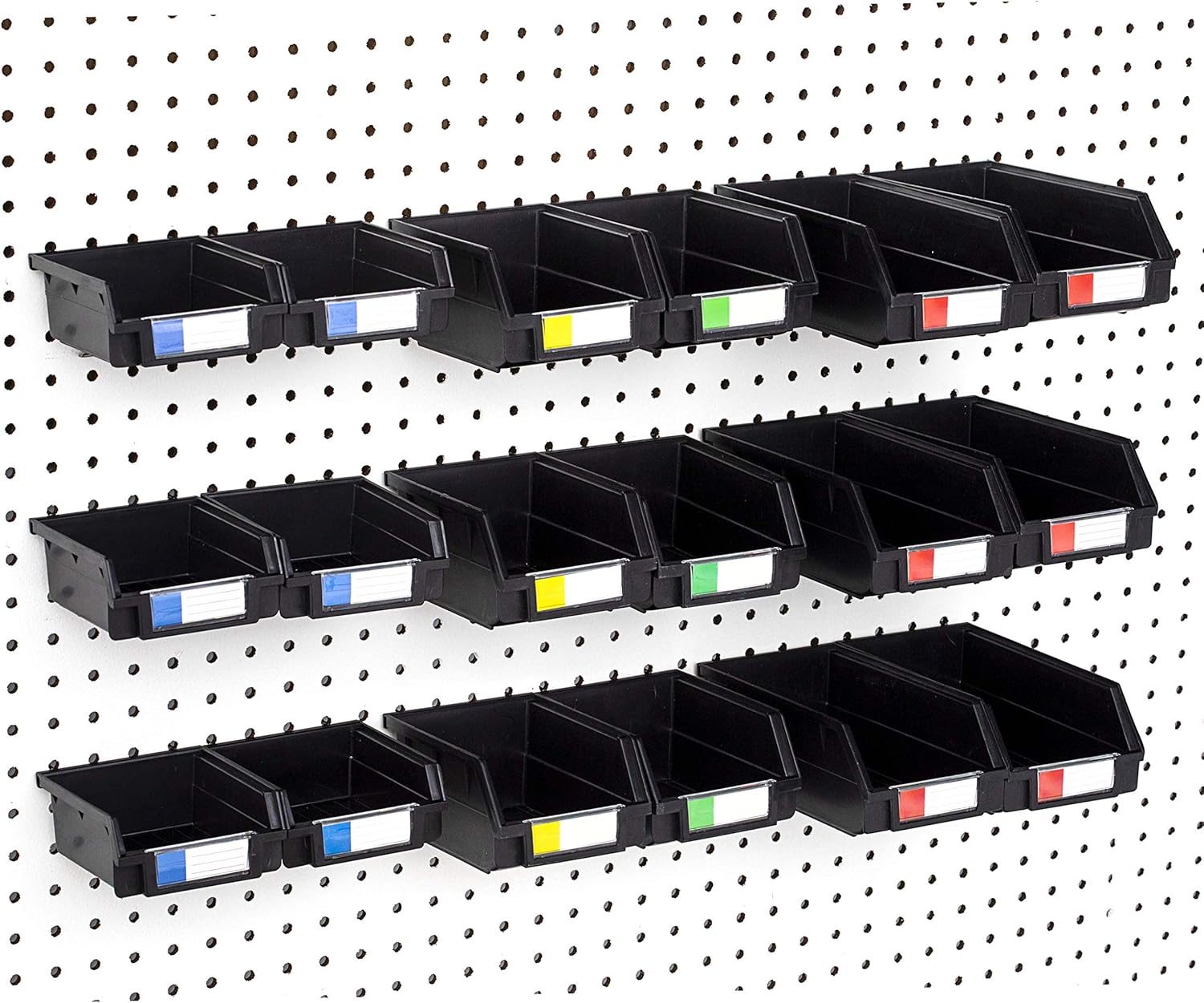 Pegboard Bins Set of 18, Black Hooks to Any Peg Board