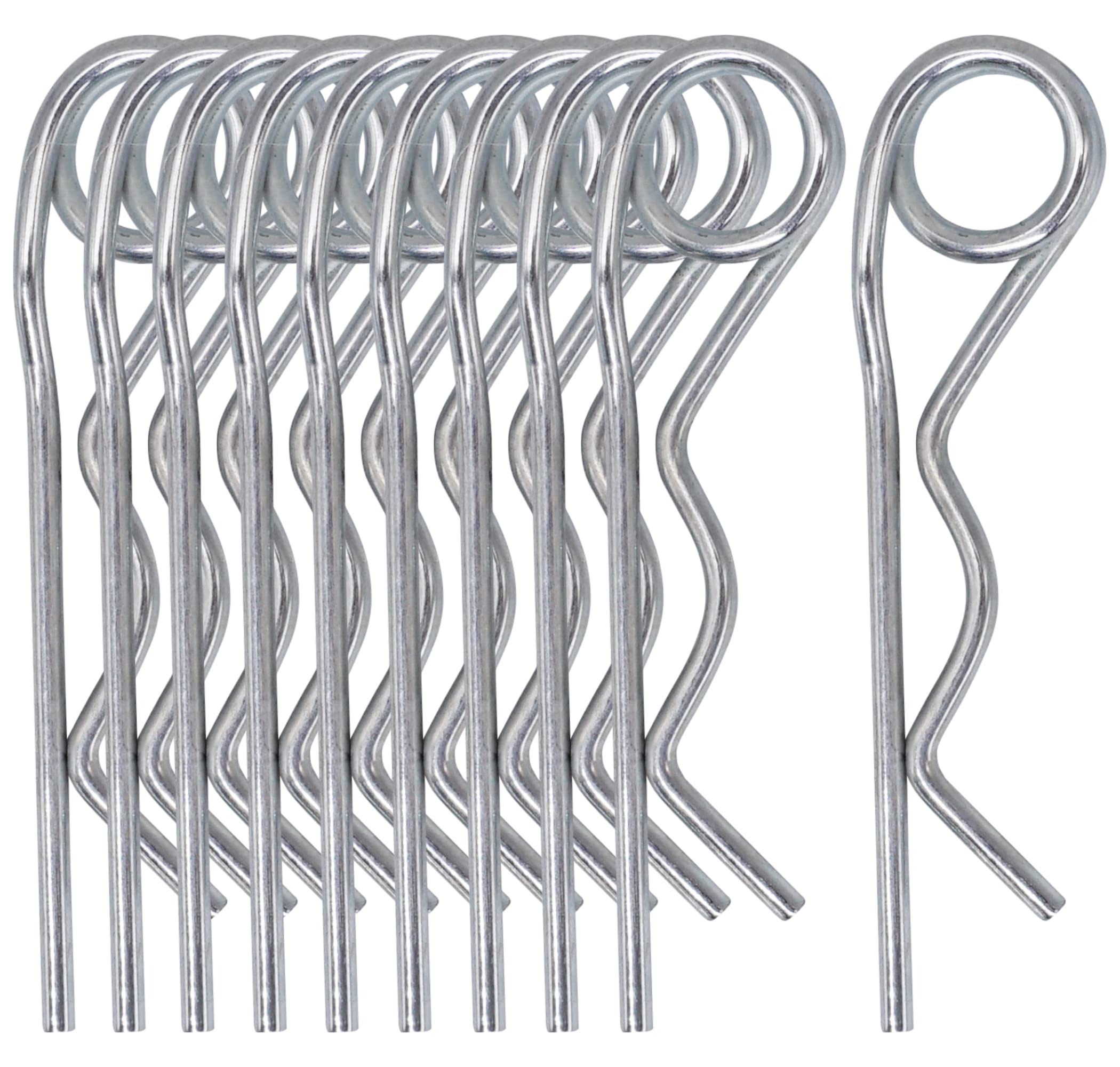 SKIR'CO (10 pcs) Zinc Plated Steel Spring Cotter Pins 2 mm, Double Ring R Clips, R Shaped Spring Cotter Pin