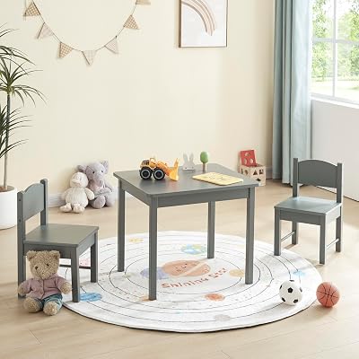 Panana Kids Wooden Table & Chairs Set for Preschoolers - Grey