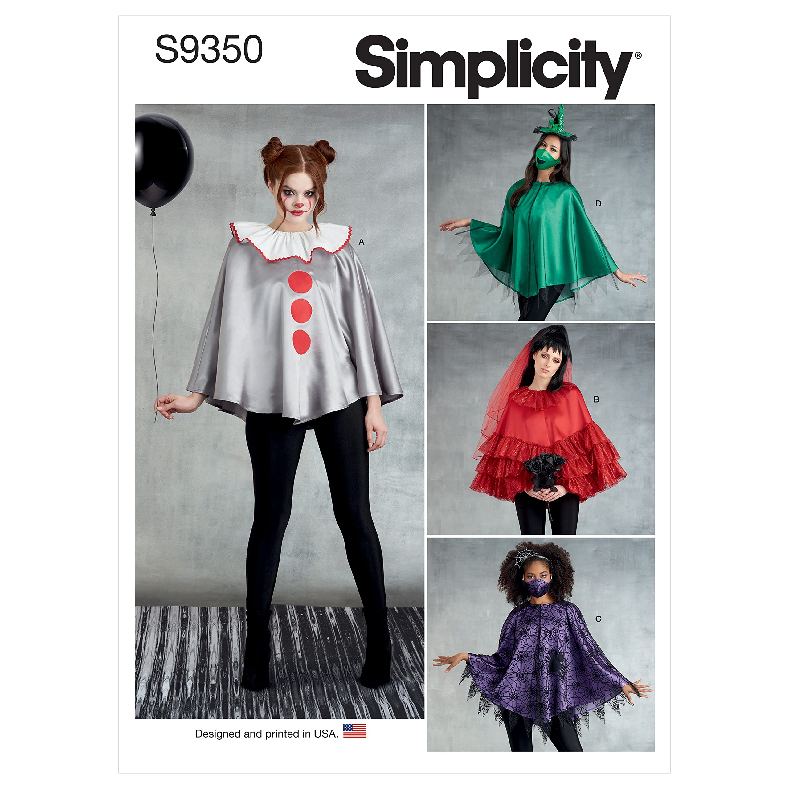 Simplicity Sewing Pattern S9350 Misses' Poncho Costumes and Face Masks