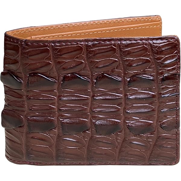 Genuine Crocodile Skin Leather Bifold Wallet For Men - Red Brown | Handmade Luxury Wallet - View #9