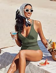AI'MAGE Women One Piece Swimsuit Sexy V Neck