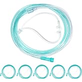 5 Pack High-Flow Ultra Soft Nasal Oxygen Cannula, Green Crush Resistant Tubing with Standard Connection 6.6 Feet