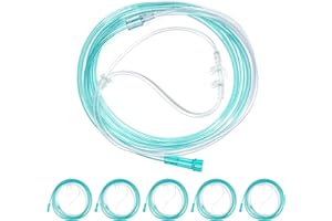 Gadget Beyond 5 Pack High-Flow Ultra Soft Nasal Oxygen Cannula, Green Crush Resistant Tubing with Standard Connection 6.6 Feet