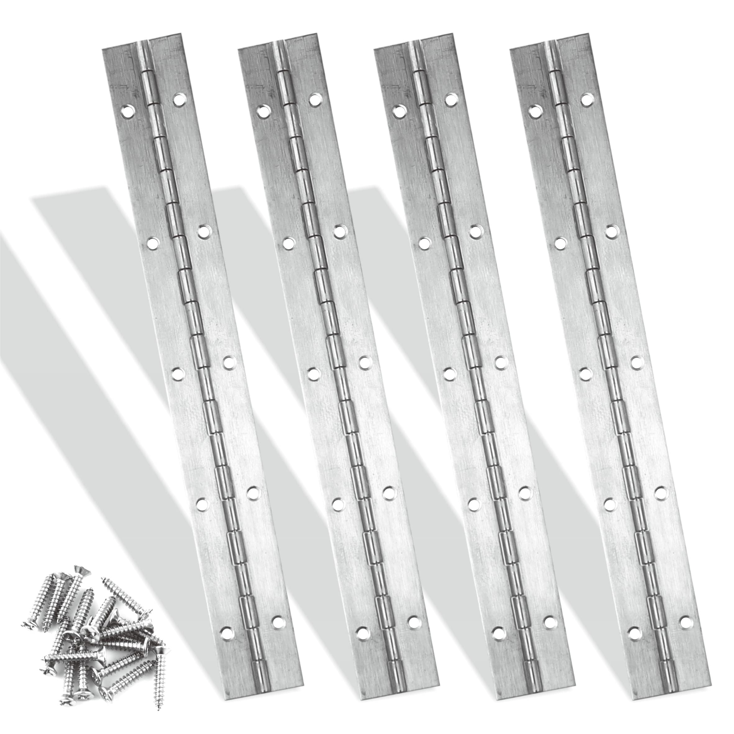 4PCS 25cm Long Sliver Piano Hinges for Cabinet Hinge, 10 Inch Continuous Hinges Sliver Stainless Steel 304 Hinge Door Hinges(Sliver) — image 1