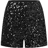OThread & Co. Women's Sparkly Sequin Shorts Stretchy Night Out Party Shorts