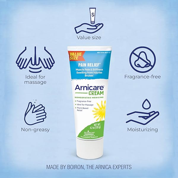 BOIRON ARNICARE CREAM NATURAL SOOTHING RELIEF FOR JOINT PAIN, MUSCLE PAIN, INFLAMMATION, SORENESS, AND BRUISES – FAST ABSORBING AND FRAGRANCE-FREE – 4.2 OZ