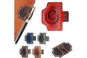 WINSD Custom Bygone Mark Bookmark with Pen Holder Erebloom Personalized Magnetic Leather Bookmarks with Initial Magnetic Leather Pen Holder Bookmark for Reading Women and Men Gifts for Booklovers (Red, C)